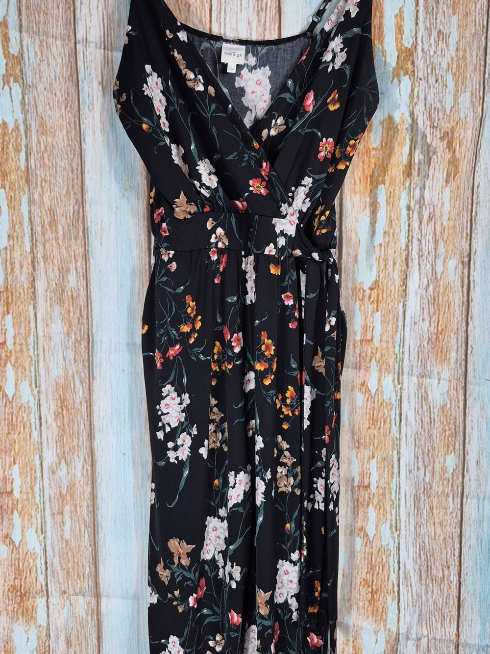 Kaleigh Black Floral Jumpsuit Size L